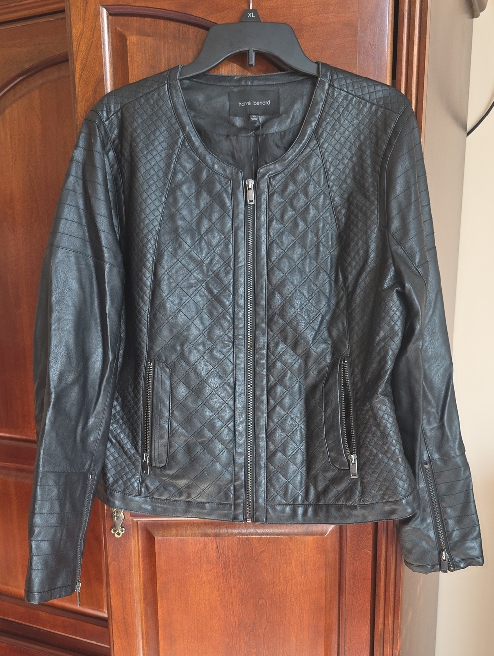 Harve Benard Quilted Moto Leather Jacket XL